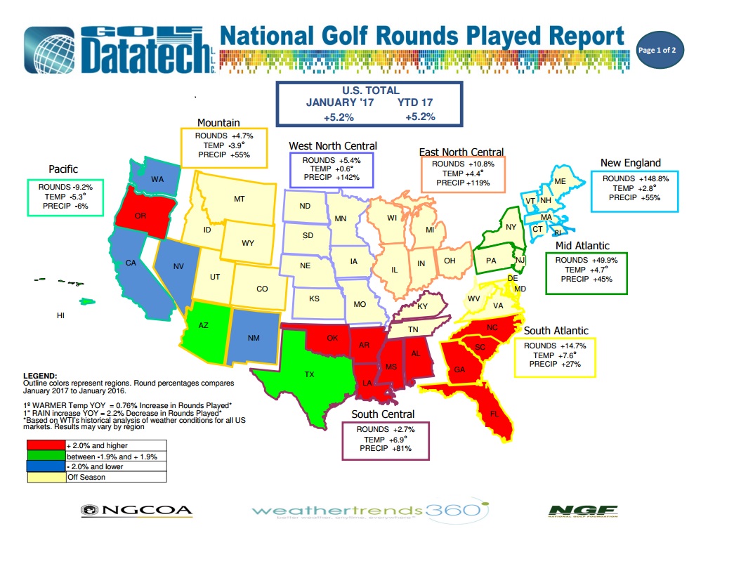 Golf Datatech January 2017 Rounds Report